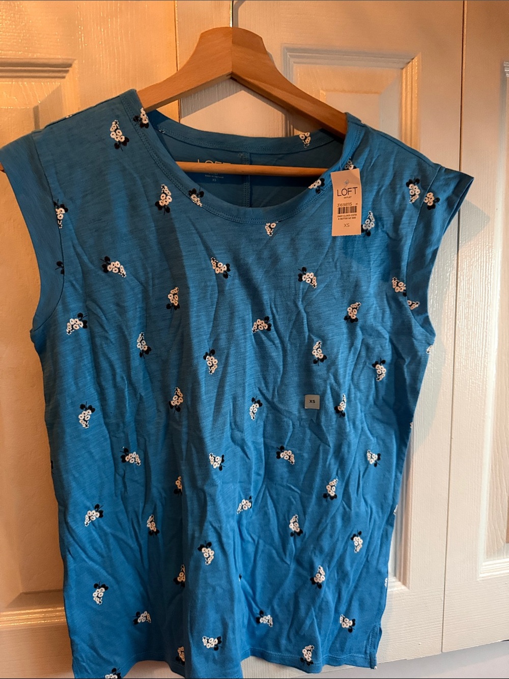 LOFT Outlet Blue Floral Print Top XS NWT